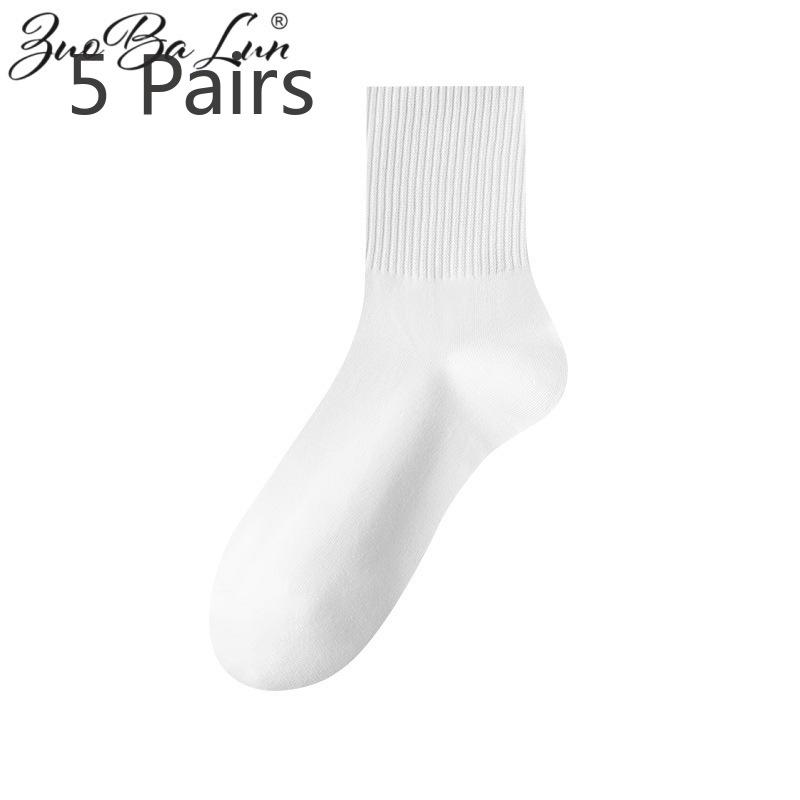 

5 пар мужских осенне-зимних студенческих спортивных чулок из чистого хлопка 5 Pairs белый