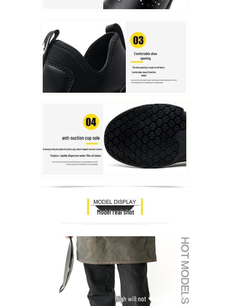 Waterproof Non-Slip Oil-Proof Chef Shoes - Lightweight, Comfortable, Wear-Resistant, Soft Sole for Long Standing
