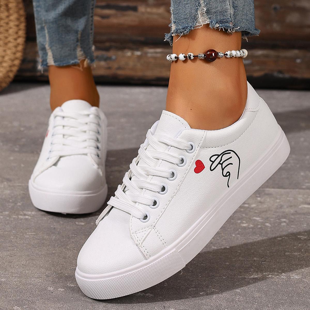 

Men Women Summer Spring Autumn Casual Sports Sneakers Breathable LaceUp New White Red Suitable for Sports Activities and Daily Wear 41