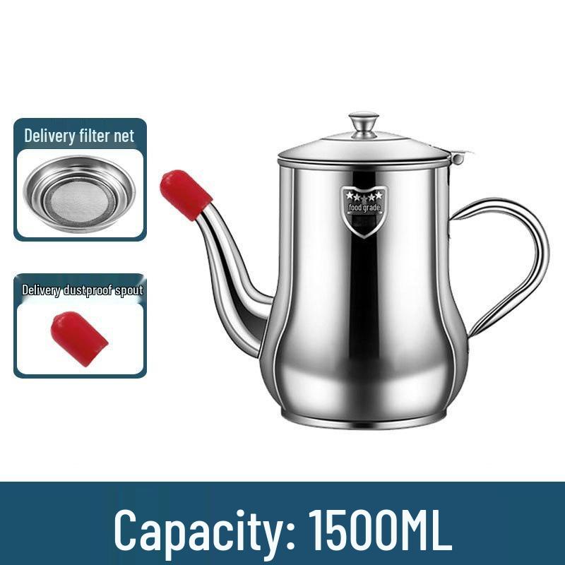 Stainless Steel Leak-Proof Oil Can with Filter, Large Capacity Kitchen Storage Bottle