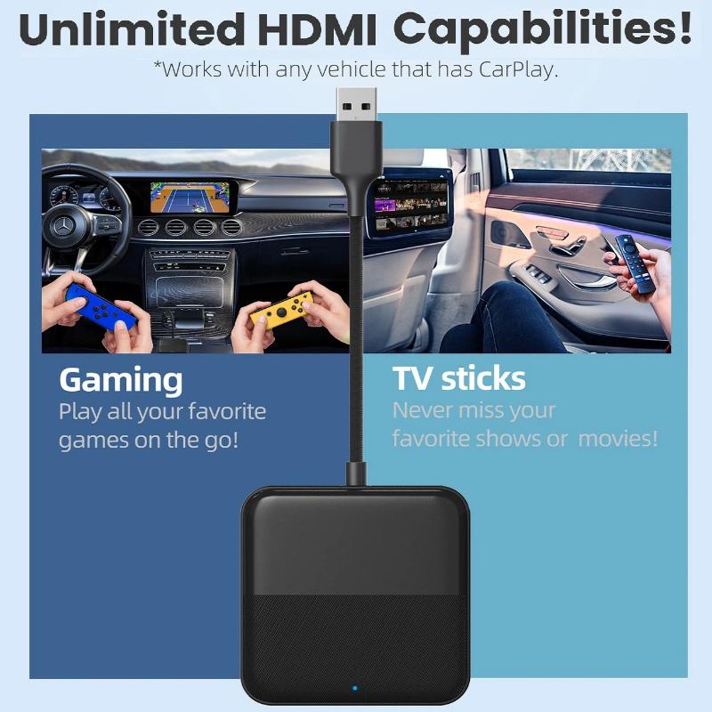 Auto-TV-Adapter | Videos auf dem werkseitig verkabelten CarPlay-Bildschirm ansehen | Verbindet Fire TV Stick & Google TV | Autozubehör