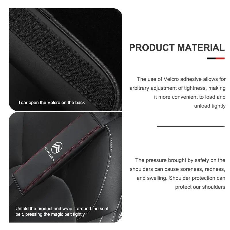 Car Seat Belt Leather Safety Belt Shoulder Cover Protect Pad For Citroen C4 C3 C5 C1 C2 C6 C4L DS3 DS4 Berlingo Picasso Jumper