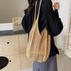 Casual Simple Women Knit Shoulder Bags Large Capacity Ladies Vacation Beach Bucket Tote Hollow Design Travel Female Handbags