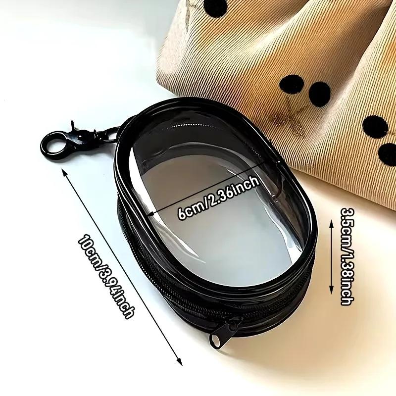 Portable Mini Clear Zipper Storage Bag - Space-Saving Cable Organizer for Earphones Chargers Versatile with Handy Keychain Loop