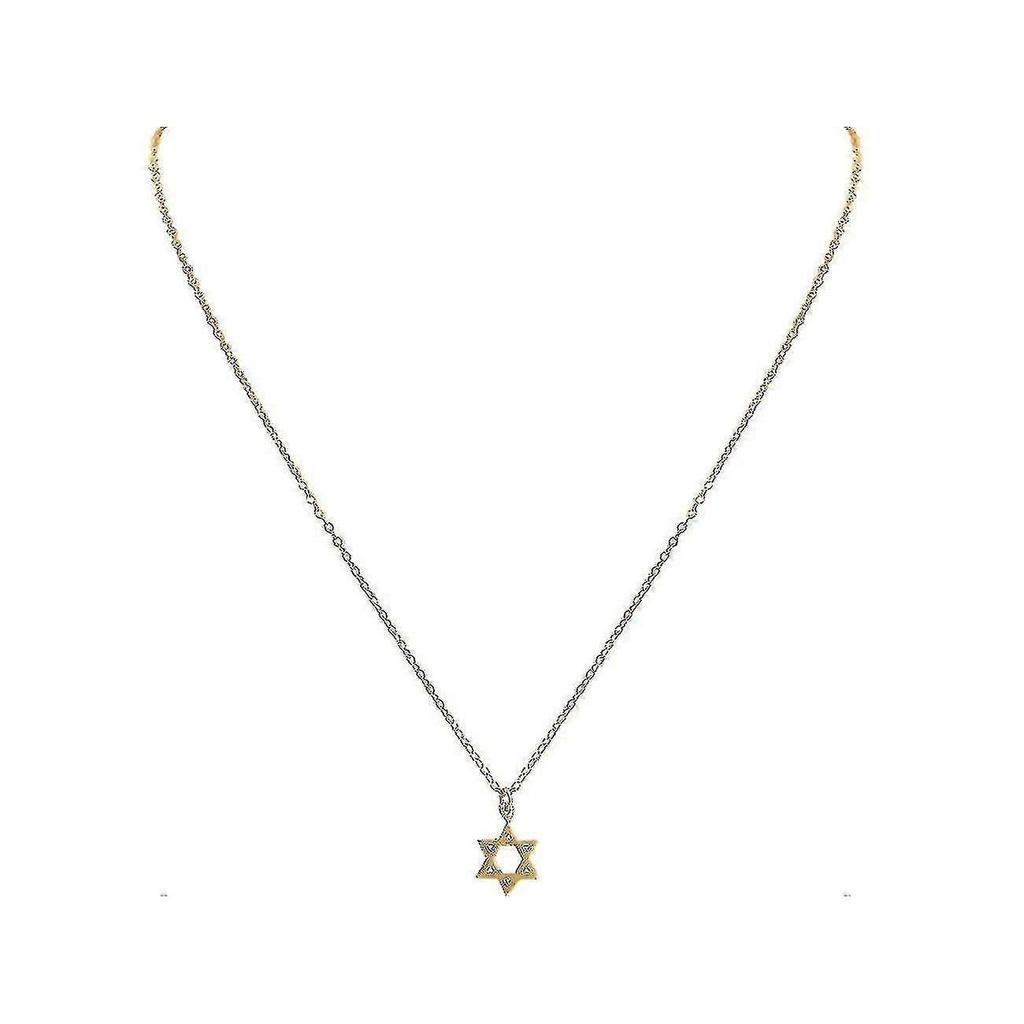 Necklace Star Of David, Star Of David , Gold Plated Silver 13mm
