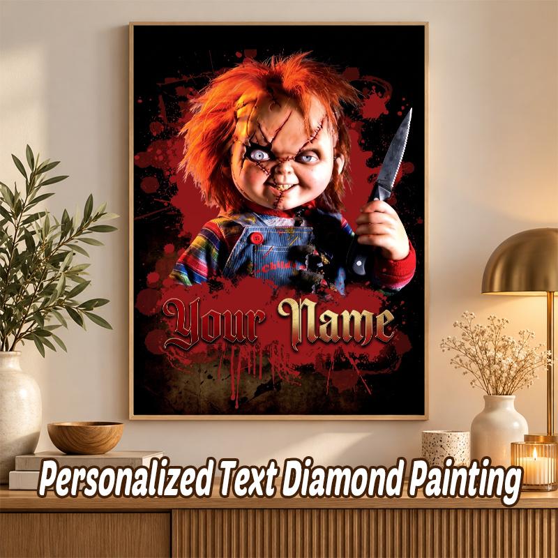 Child's Play Chucky Tiffany Custom Name Text 5D Diamond Painting Kit DIY Full Drill Diamond Art Decoration
