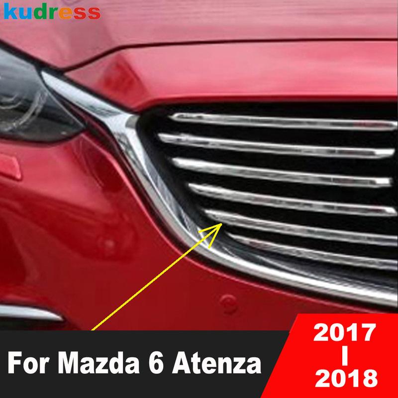 

For Mazda 6 Mazda6 Atenza 2017 2018 Chrome Car Front Center Grills Grille Cover Trim Racing Molding Strip Exterior Accessories