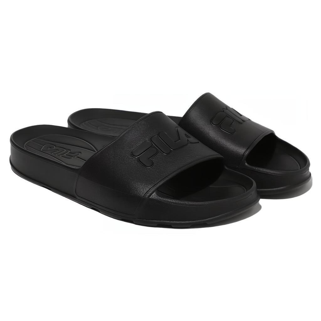 FILA Slick Slide Rubber Sole Slide Slippers Unisex Black Korean Style 1SM01971F_001