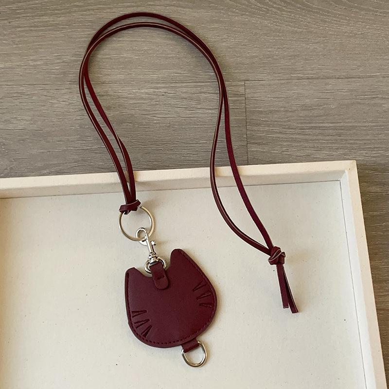 Leather Love Cat Change Bag Pendant Necklace Female Cute Versatile Fashion Accessories Sweater Chain