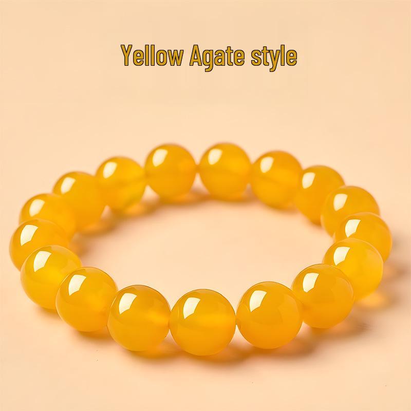 7A Grade Natural Yellow Agate Bracelet Ring Set for Men & Women