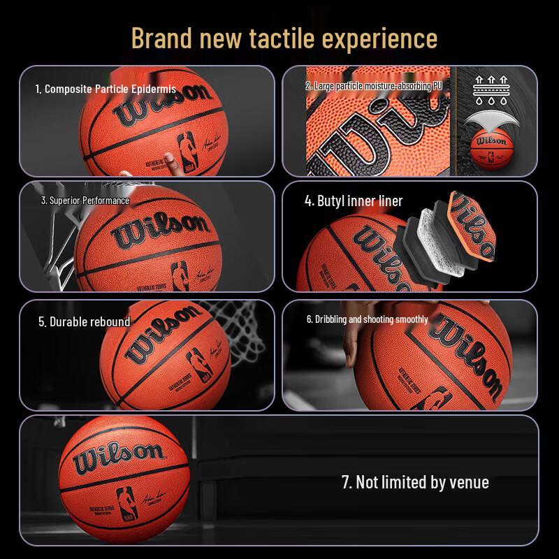 Wilson NBA Autentyczna Replika Piłka do Koszykówki Halowa/Zewnętrzna, Rozmiar 7
