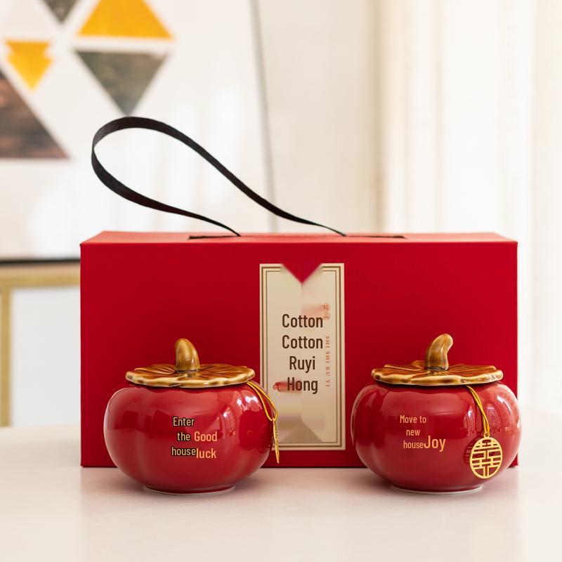 Keramik Kaki Bonbonglas Set - Hochzeits-, Verlobungs- oder Einzugsgeschenk