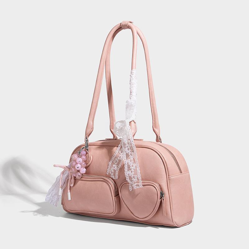 Niche Retro Bowling Bag Women's Bag 2025 New Large Capacity Shoulder Underarm Bag Versatile Commuter Tote Bag