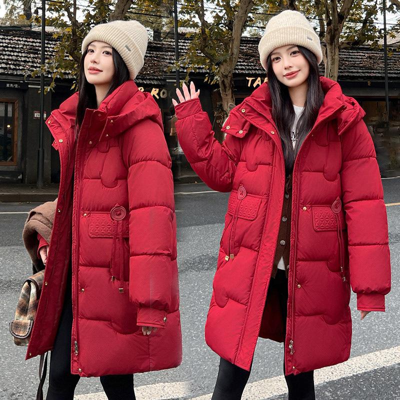 Winter New Hooded Korean Mid-length Thickened Loose Plus-size Down Cotton Jacket Cotton Jacket Women's Cotton Jacket