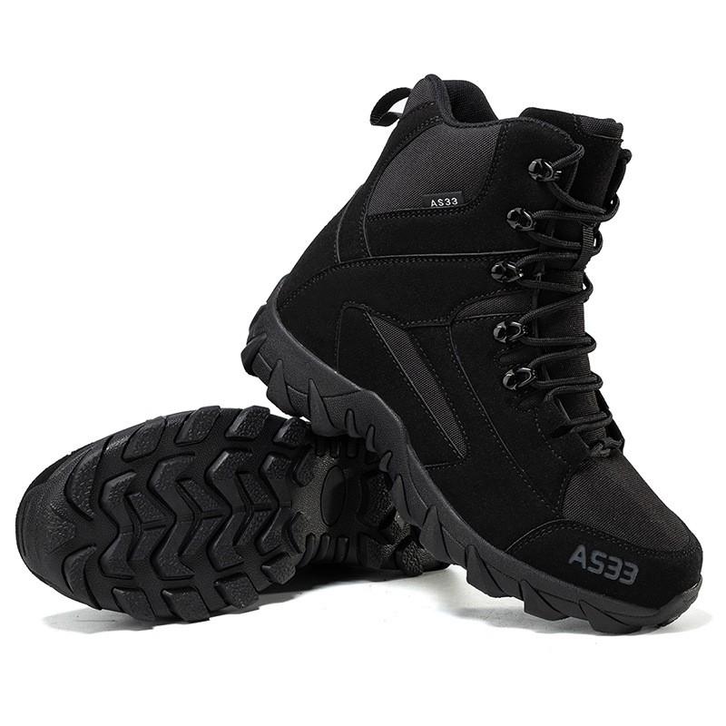 Warm Lined Tactical Hiking Boots Men Winter Outdoor Trekking Shoes With Rubber Sole Anti-Slip High-Cut