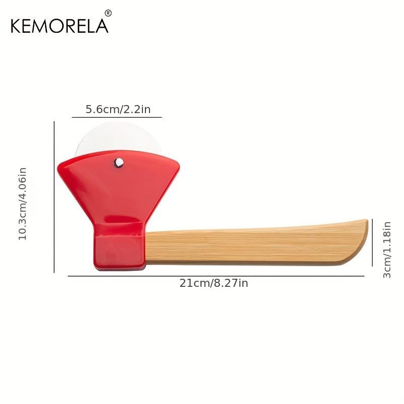 Stainless Steel Pizza Cutter with Wooden Handle Ax Knife Type Pastry Roller Single Wheel Scissor Design Kitchen Tool