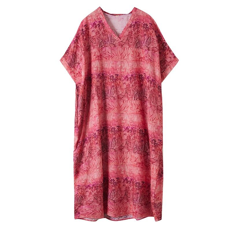 Manica corta Plus size vintage floreale nuovo in abiti per le donne casual larghi maxi lungo abito estivo