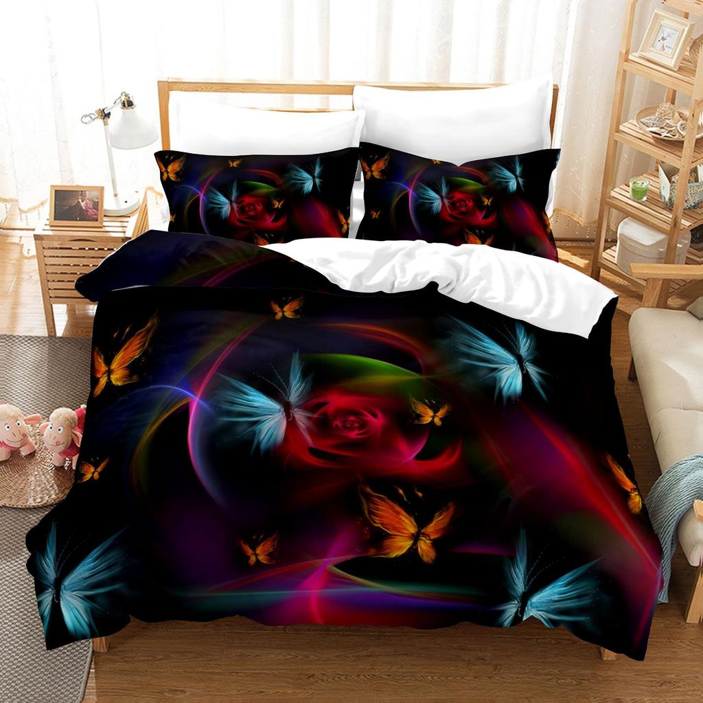 Butterfly 3D Digital Printing Kit Quilt Set Three-Piece Set
