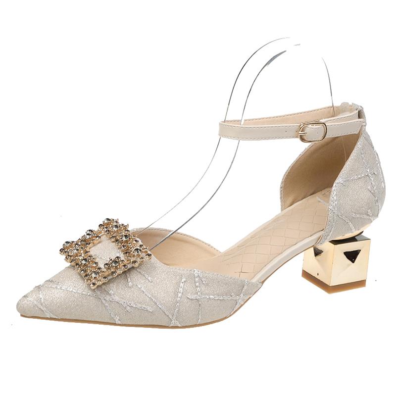 2022 Newest Pointed Toe Retro Shiny Bow High Heels Summer Ladies Wedding Bridesmaid Party Stiletto Pumps Shoes Women Shoes Heels