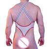 Men'S Sexy Bodysuit Oil Shiny Glossy Open-Crotch Underwear High Elastic Smooth Temptation See-Through Swimsuit Exotic Lingerie