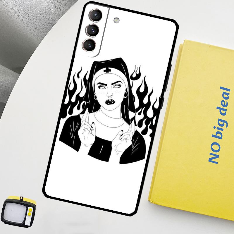 Demon Nun Devil Satan Cross Phone Case For Samsung Galaxy S25 S26 Ultra S21 S22 S23 S24 Ultra S10 S20 Plus S25 FE Cover