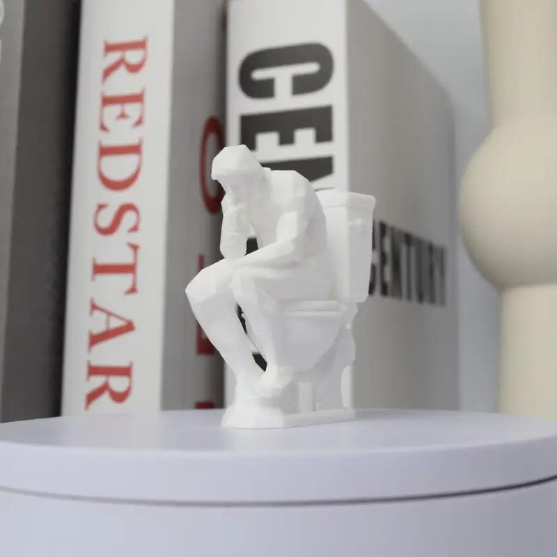 Thinker Statue, Contemplative Statue Sitting on The Toilet, Fun Design Decoration, Office Bookshelf Desktop Decoration Sculpture