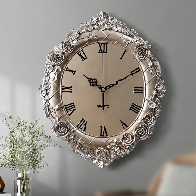 Retro Wall Clock Decoration Silent Living Room Wall Watch Fashion Dining Room Clock Light Luxury Home Decoration Accessories