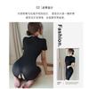 Sex Underwear Women's Sexy Silky Swimming Cloth Zipper Short Sleeve Open Gear Free Sexy Onesie Set One Piece with Hair