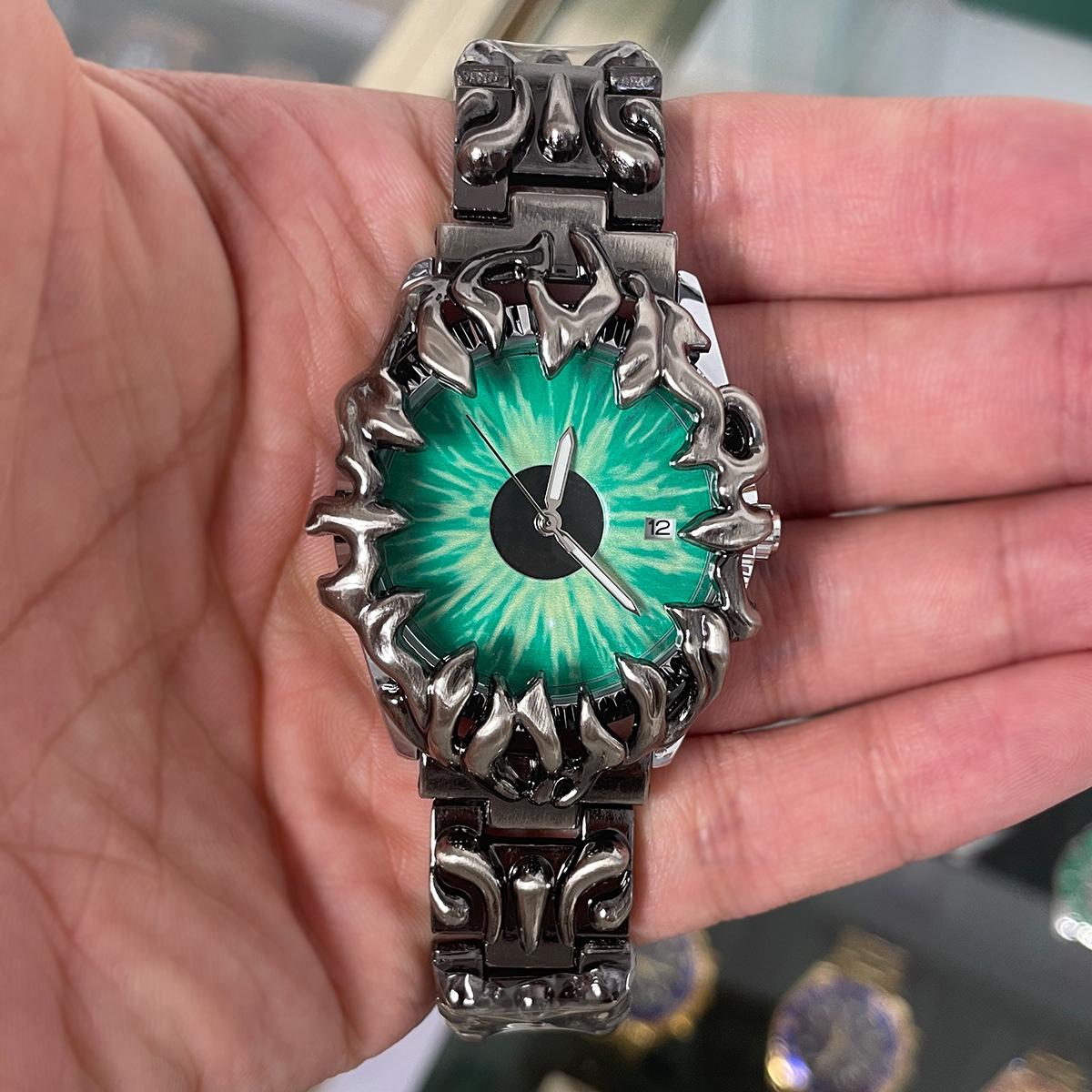 

PINTIME Medieval Old Style Watch Men Creative Design Stainless Steel Waterpoof Unique Style Fashion Quartz Wrist Watch for Men зелёный