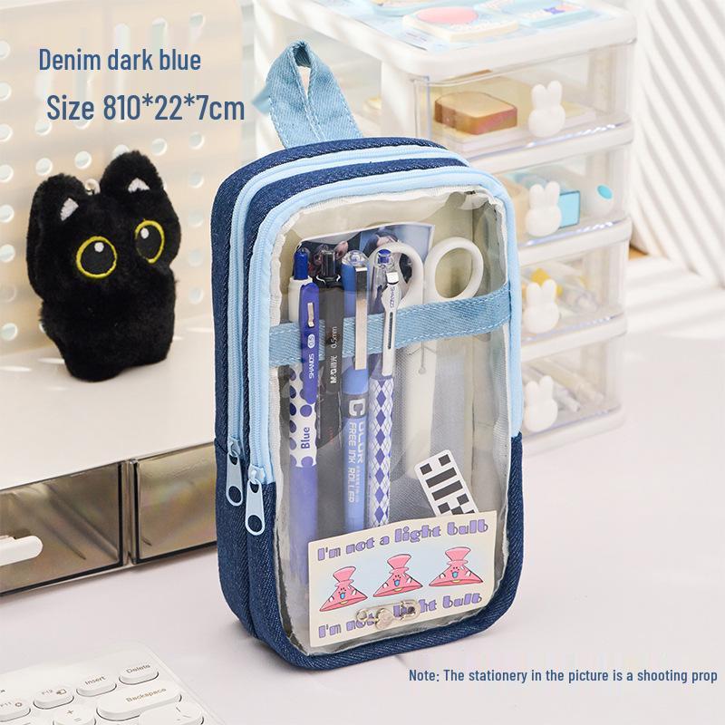 

New Multifunctional Folding Transparent Pencil Case - Stylish Stand-Up Design for Students