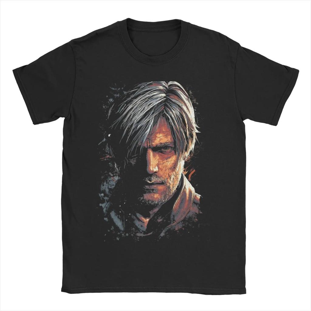 Resident Evil Leon Partner Chibi Style Unisex TShirt Cotton Casual Short Sleeve Gaming Tee Comfortable Tshirts