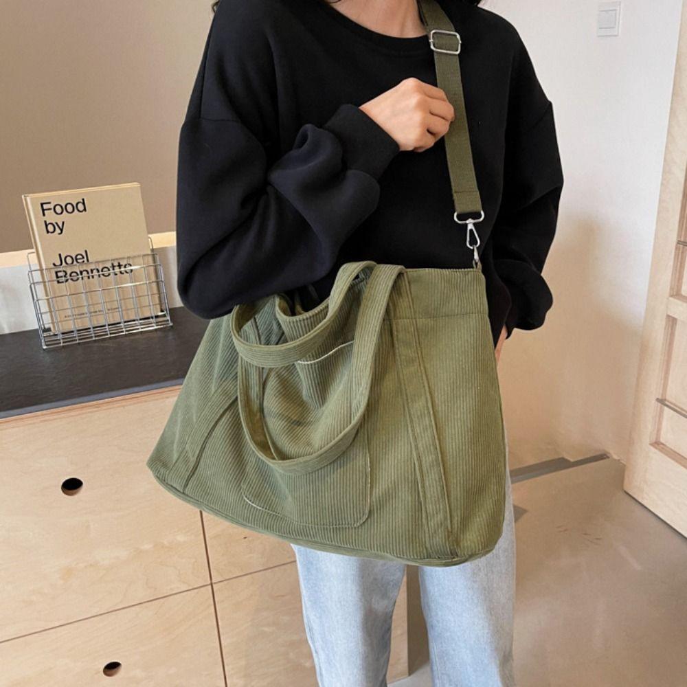 Large Capacity Canvas Tote Bag Casual Crossbody Bag Casual Corduroy Shoulder Bag  Women