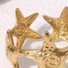 Finger Ring Universal Basic Stacking Style Adjustable Open Band Stainless Steel Texture Star Shape Finger Band Jewelry Gift