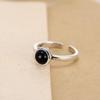 925 Sterling Silver Black Open Rings for Women Personality Simple Style Lady Prevent Allergy Sterling-silver-jewelry