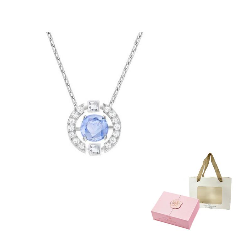 Swarovski Una Necklace Round Cut Blue Rhodium Plated F (One Size Fits All) синий