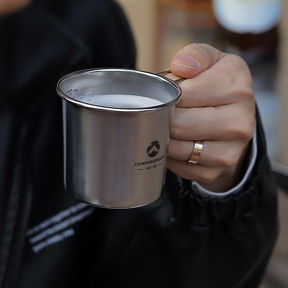 Four Outdoor Stainless Steel Sierra Cups with a Storage Bag Picnic Tableware Portable Barbecue Hiking Camping Cup Picnic Cookware