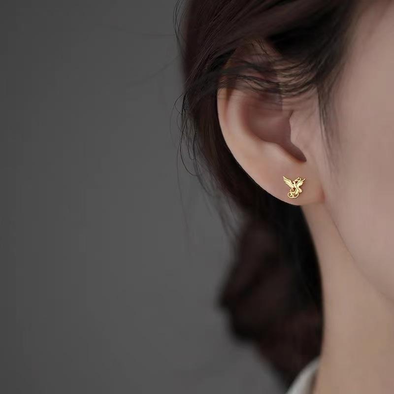 Real 925 Silver Bird Animal MINI Stud Earrings For Women Classic Fine Jewelry Exquisite Accessories