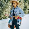 Women's Denim Jacket Autumn and Winter New Design Sense Women's Clothing Denim Stitching Woolen Coat Retro Jacket Casual Trend
