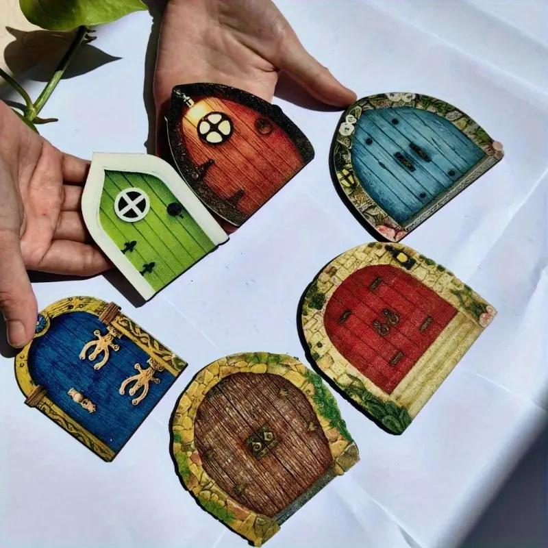 6Pcs Miniature Fairy Door Figurines Statues For Outdoor Yard Art Garden Tree Decor Accessories With Engraved Design Garden Door
