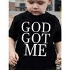 European Sizes Boys' "GOD GOT ME" Letter Print Novelty Simple and Comfortable T-shirt, Summer Children's Top