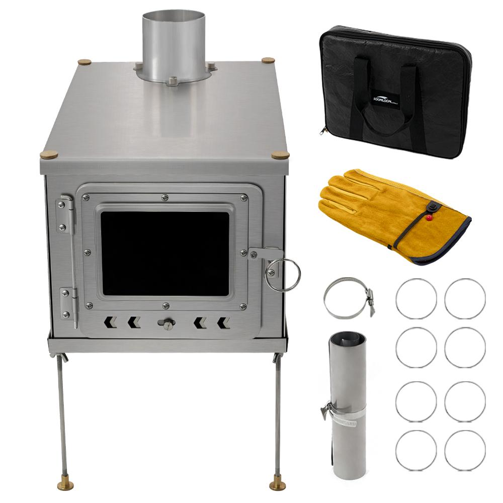 Foldable titanium wood-burning stove lightweight compact durable portable folding wood burning outdoor camping hiking bushcraft