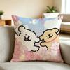 M-maltese cartoon Cartoon  Pillow Case Square Double-Sided Sofa Cushion Cover Bedroom Bedside Pillow