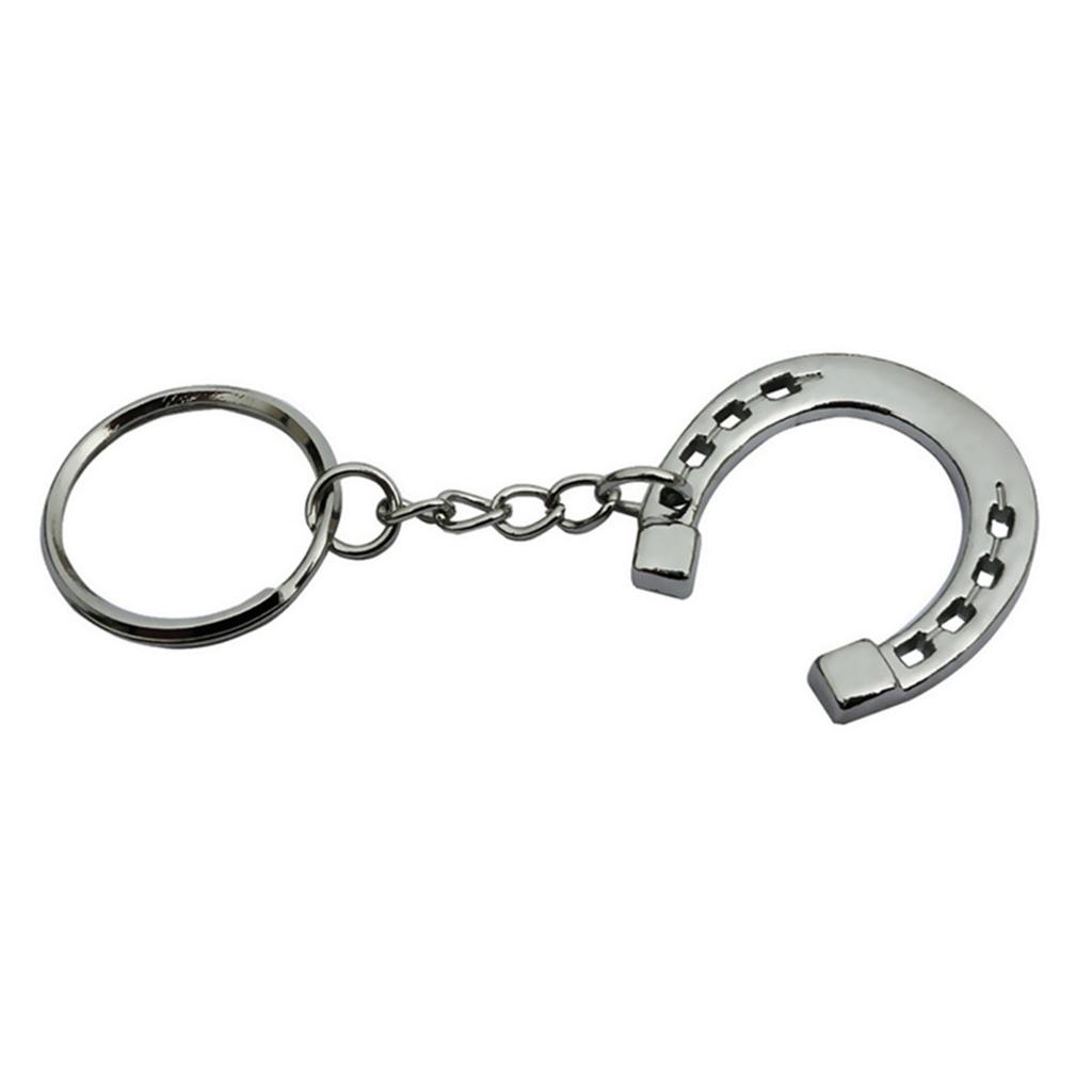 Fashionable Silver Tone Horseshoe Keyring Charm Sturdy Snaffle Bit Designs Keychain for Horse Lovers Decoration