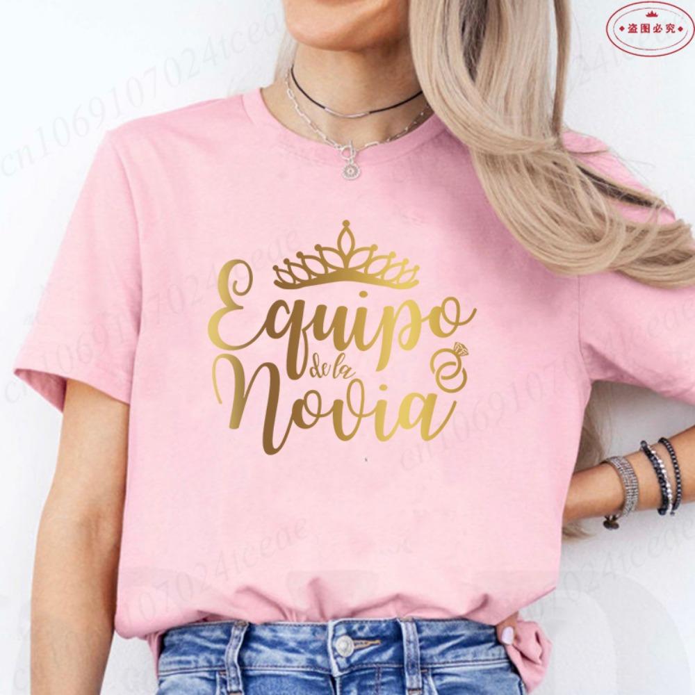 

Spanish Crown Graphic Tees Women Bachelorette & Wedding Party Tops Bridal Party Team Bride Tribe Casual Short Sleeve T-Shirts XXS