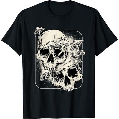 Skull Mushroom Goth Morel Mushroom Art Emo T-Shirt