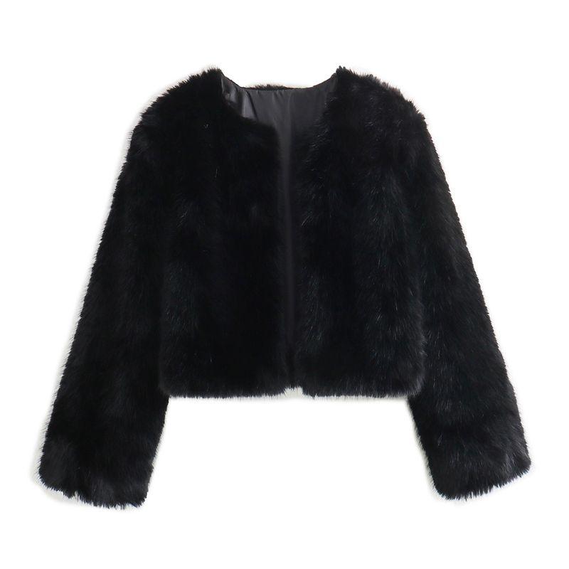 Kaslead New Arrival Women's Clothing Fashion Style Stylish Simple and Versatile Artificial Fur Short Outwear