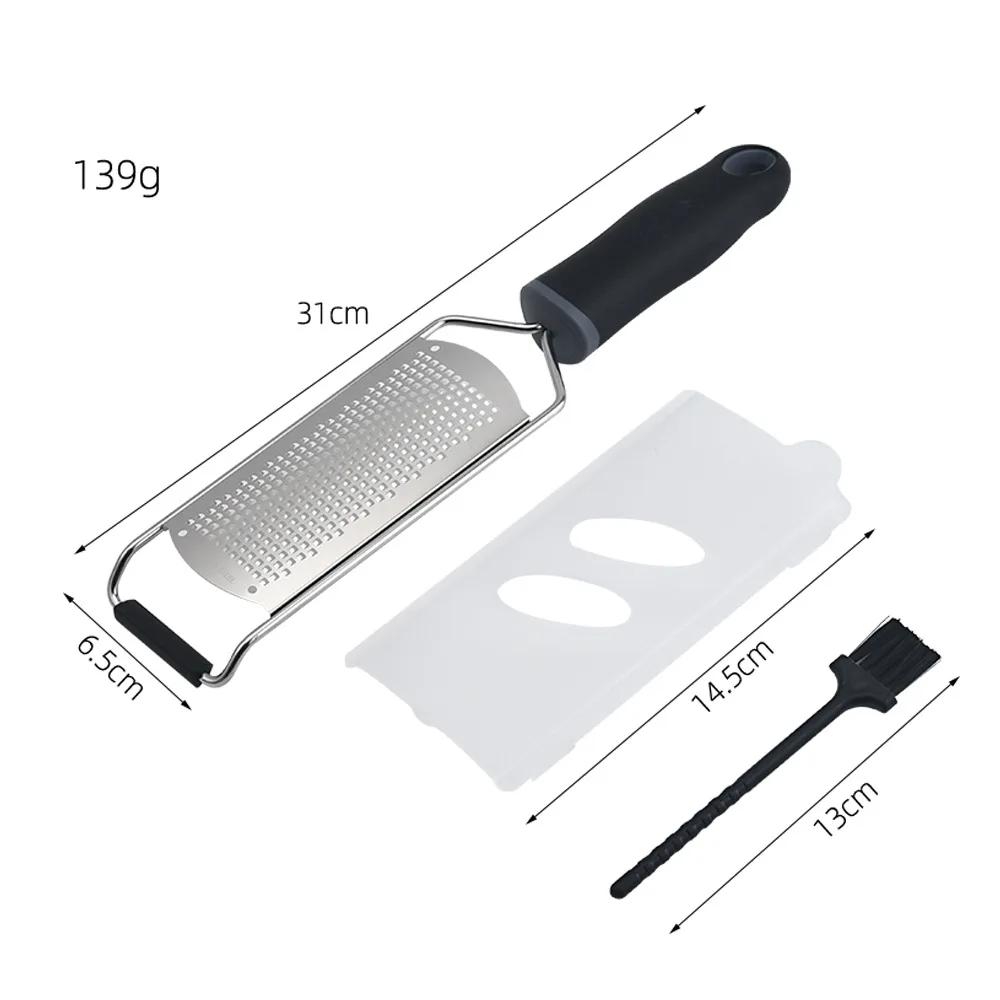 Professional Grater Set Manual Stainless Steel Kitchen Food Fine Lemon Zester Multifunction Vegetable Grater with Cover чёрный