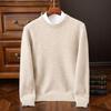 Men's Round Neck Pure Wool Pullover Sweater – Solid Color Knit Base Layer