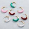 2025 Summer New Pink C Shape Hoop Earrings Drip Oil Multicolor Enamel Simple Open Circle Ear Ring Women Charm Jewelry Wholesale