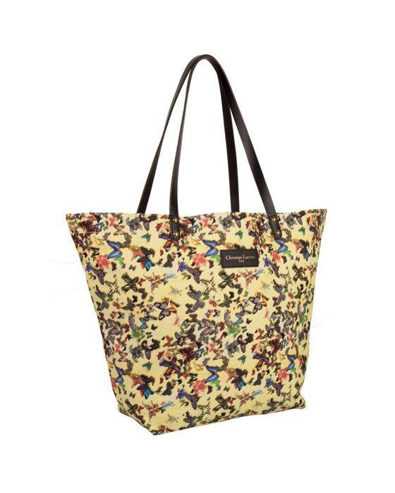 Large Tote Bag - CHRISTIAN LACROIX - Eden - Yellow - Canvas - Magnetic Closure